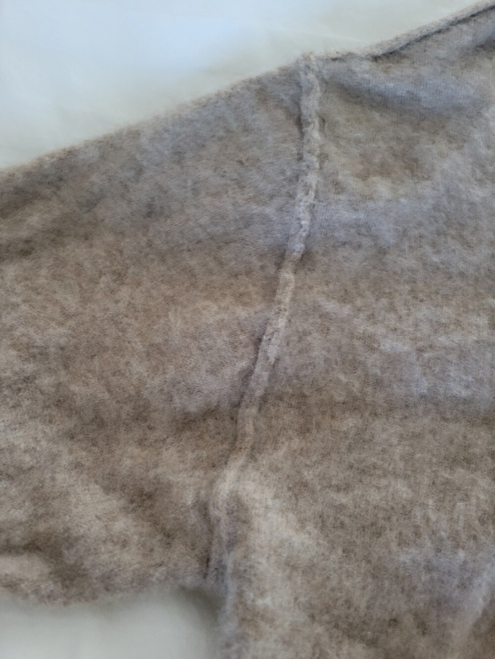 Pilcro Taupe Crewneck Fuzzy Knit Cashmere Sweater - Picture 3 of 5